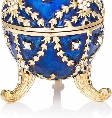Miniatura 3 de QIFU Pintado a mano esmaltado estilo huevo Faberge decorativo esmalte baratija caja con bisagras regalo único para la decoración del hogar