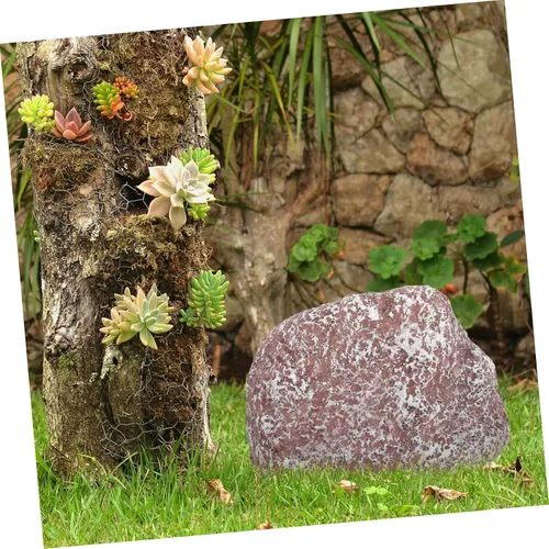 Miniatura 3 de Llavero de piedra falsa para exteriores, diseño de resina resistente a la intemperie, almacenamiento decorativo de imitación de roca