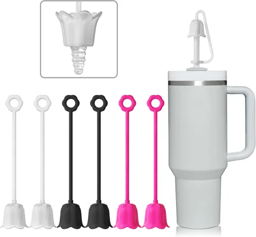 Miniatura 7 de 5 fundas de popote de silicona para vaso Stanley Yeti, tapa de popote reutilizable para beber fácil de limpiar, a prueba de polvo, compatible