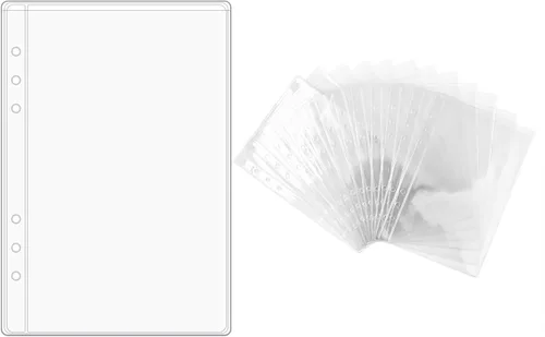 NatSumeBasics 12 bolsillos A5 para carpeta transparentes sin cremallera, sobres de presupuesto para efectivo de 5 x 8 pulgadas, protectores de hojas