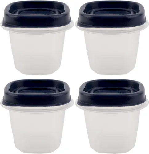 Miniatura 23 de Paquete de contenedores de almacenamiento de alimentos de 1.25 tazas, juego de 9 piezas, tapas azules fáciles de encontrar, 4 recipientes, 4 tapas