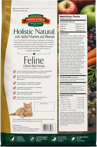 Miniatura 2 de Bench & Field Holistic Premium Alimento seco para gatos, harina de pollo y arroz integral, hecho sin maíz, trigo o soja, para todas las etapas