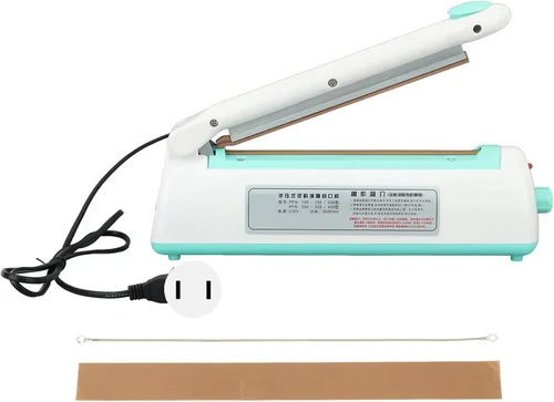Sellador térmico de impulso manual con tecnología de doble sellado, máquina de sellado de bolsas de 300 W para embalaje industrial y minorista,