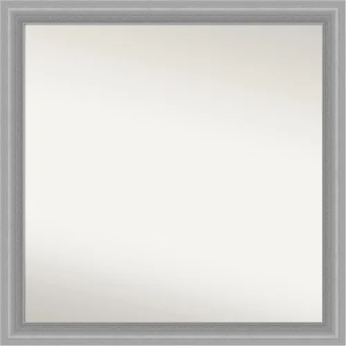 Miniatura 111 de Amanti Art Espejo de baño plateado para sobre el fregadero, 24 x 24 pulgadas, espejo cuadrado de peltre forjado a medida, marco de madera casual