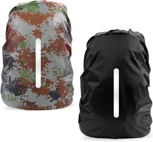 Miniatura 12 de LAMA Paquete de 2 fundas impermeables para mochila, protector reflectante a prueba de lluvia para antipolvo y antirrobo, tamaño M