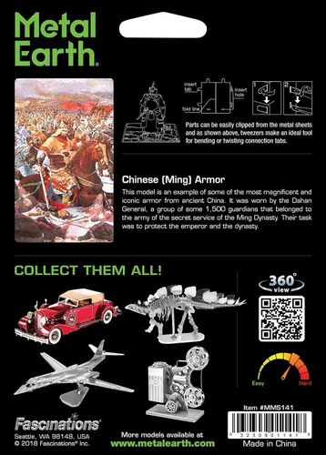 Miniatura 2 de Metal Earth Fascinations Chinese Ming Armor 3D Kit de modelo de metal con pinzas