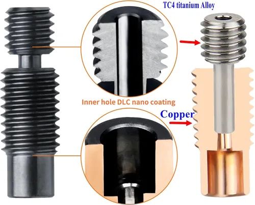 Miniatura 8 de Mejora nano recubierto bimetálico ruptura de calor suave de titanio cobre garganta todo tubo de metal compatible con V6 HOTEND, Titan Aero Extruder
