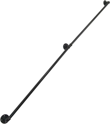 DIYHD Barandilla de tubo de montaje en pared de 8 pies para escaleras, barandilla de mano industrial rústica negra para interiores