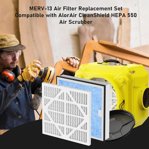 Miniatura 5 de HEPA 550 y carbón activado MERV-13 Juego de reemplazo de prefiltro compatible con limpiador de aire AlorAir CleanShield, 2 HEPA y 5 prefiltros