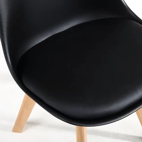 Miniatura 8 de LSSBOUGHT Sillas de comedor modernas de mediados de siglo, silla auxiliar de plástico con acolchado suave y patas de madera para comedor, sala