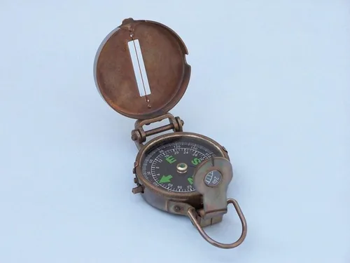 Miniatura 6 de Hampton Nautical CO-0583-AN Brújula militar de latón antiguo de 4 pulgadas - Brújula vintage - Brújula de mano