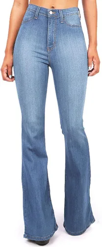 Pantalones de mezclilla sexys de moda para mujer cintura alta bolsillo de pierna ancha acampanados pantalones ajustados con botones pantalones