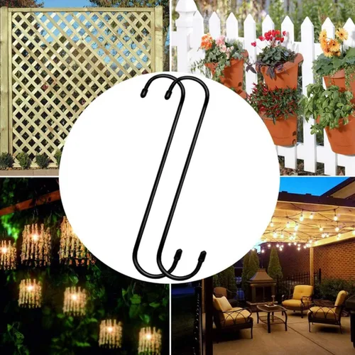 Miniatura 4 de Lchkrep Paquete de 6 ganchos para plantas de 10 pulgadas, color negro, ganchos grandes para plantas, cestas colgantes, flores, pérgola, jardín