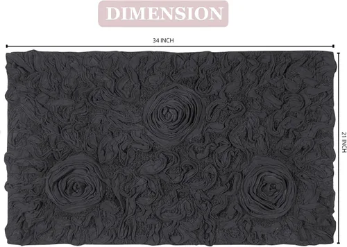 Miniatura 2 de Home Weavers Bell Flower Collection - Tapetes de baño copetudos de 100 % algodón, extrasuaves y absorbentes, antideslizantes, lavables a máquina