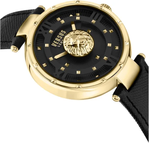Miniatura 3 de Versus Versace Moscova Collection Reloj de lujo para mujer con una correa negra con una caja de oro amarillo IP y esfera negra, Negro -, Moscú