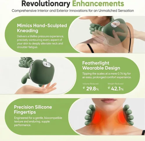 Miniatura 5 de Bionic - Masajeador de cuello y espalda, masajeador shiatsu calentado de 2 niveles, masaje de amasamiento de tejido profundo 4D, masaje de manos