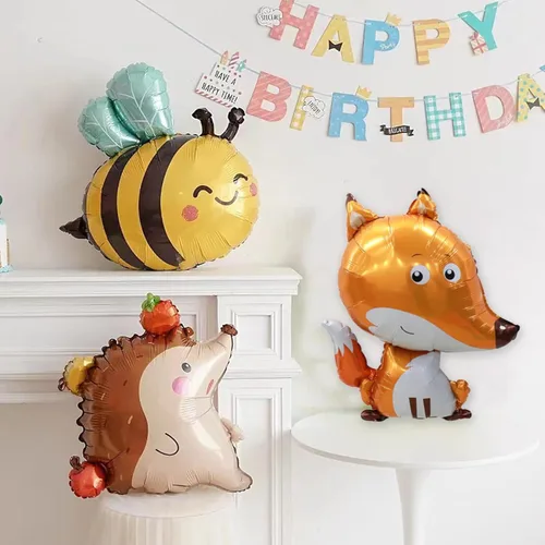 Miniatura 3 de Globos de abeja, 6 piezas de globos de aluminio con forma de helio para fiesta de animales de dibujos animados para selva safari temática telón