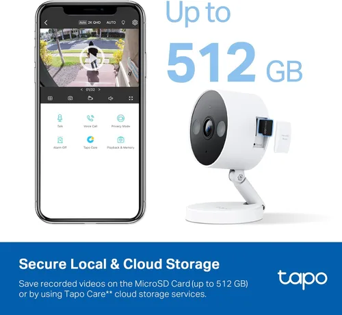 Miniatura 3 de Cámara de seguridad Tapo 2K QHD para interiores/exteriores, Elección del editor PCMag 2024, visión nocturna a color, detección gratuita de Blanco
