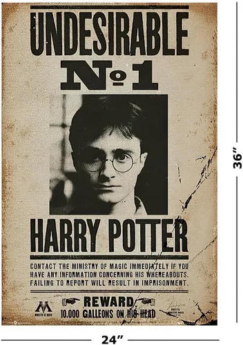 Miniatura 2 de Harry Potter - Póster/impresión de película (Indeseable No. 1 - Harry Potter - buscado/Mugshot) (tamaño: 24 x 36 pulgadas)