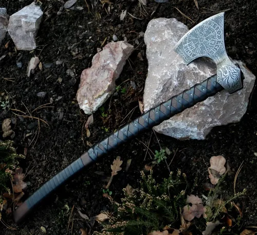 SHINY CRAFTS® Hacha vikinga hecha a mano Hacha nórdica Hacha nórdica Hacha Berserker de 40 pulgadas de largo con dos manos Hacha forjada - Hacha