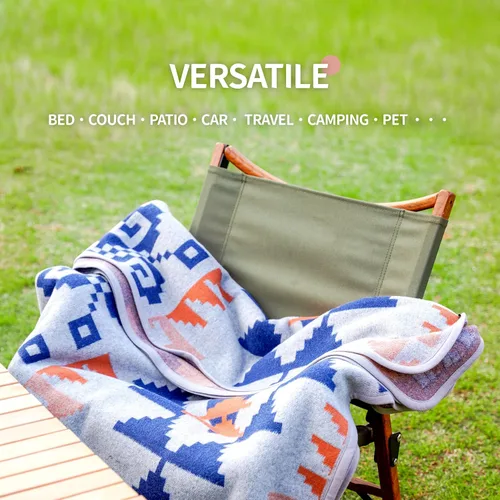 Miniatura 5 de ACUSHLA Manta de Campamento de Lana Merino - Manta Cálida Gruesa Lavable Grande para Dormir al Aire Libre Camping para Todo Clima, Gris Azteca 79X63