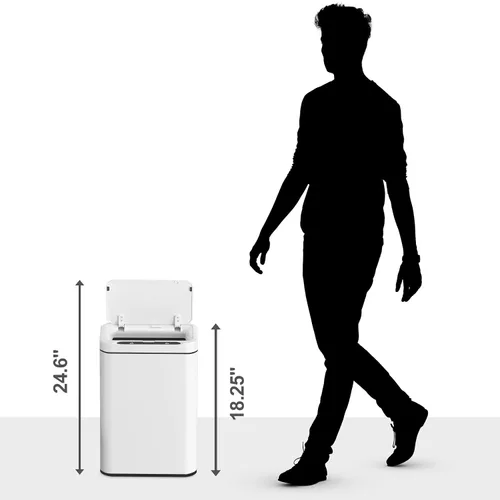 Miniatura 3 de ELPHECO Basurero de acero inoxidable para oficina, 6.6 galones, con sensor de movimiento, rectangular, automático, sin tacto, para hotel y sala