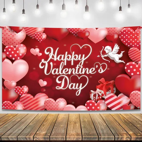 Miniatura 9 de KatchOn, Telón de fondo de tela de 7 x 5 pies para el día de San Valentín, extra grande, telón de fondo de San Valentín para fotografía, pancarta