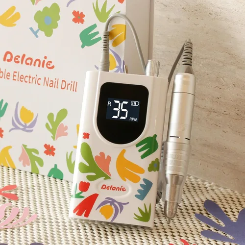 Miniatura 10 de Delanie Taladro de Uñas Profesional de Alto Torque 35000 RPM Recargable Portátil Eléctrico Lima de Uñas para Acrílico y Gel con Puntas para Negro