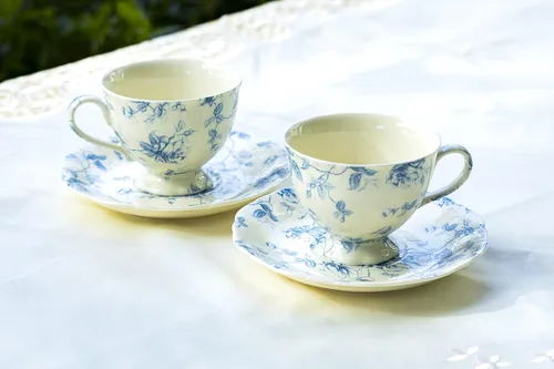 Miniatura 4 de Blue Rose Toile - Taza de té y platillo de porcelana fina