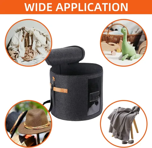 Miniatura 7 de Caja grande para sombreros de 19 pulgadas, cajas de almacenamiento para sombreros para mujeres, grandes y redondas para hombres, cajas plegables
