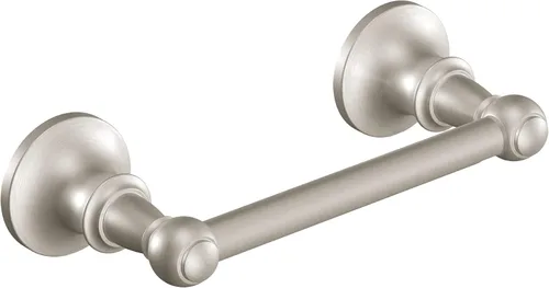 Moen Vale - Soporte giratorio de doble poste para papel higiénico de níquel cepillado, almacenamiento de papel higiénico de lavabo montado en pared