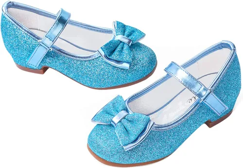 Stelle - Zapatos de vestir para niñas pequeñas, zapatos de princesa con purpurina y flores, tacón bajo estilo Mary Jane, ideales para fiestas y bodas