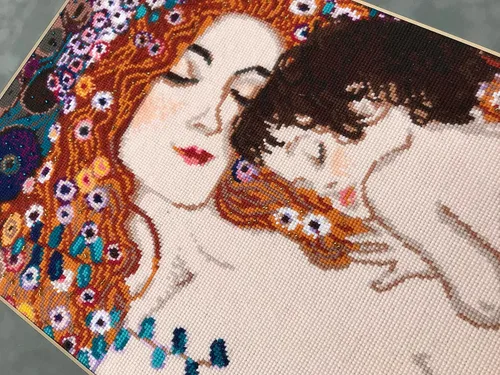 Miniatura 2 de RIOLIS - Motherly Love After G. Klimt 916, kit de punto de cruz de San Valentín de 11,81 pulgadas x 13,78, kits de punto de cruz para principiantes