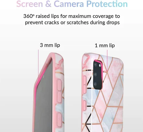 Miniatura 3 de VELVET CAVIAR Funda compatible con Samsung Galaxy S20, bonitas fundas protectoras para mujeres y niñas (mármol geométrico)
