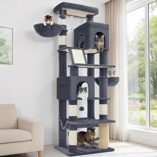 Miniatura 11 de Hzuaneri Árbol grande para gatos, torre para gatos de varios niveles de 75 pulgadas de alto, muebles de condominio para gatos más grandes