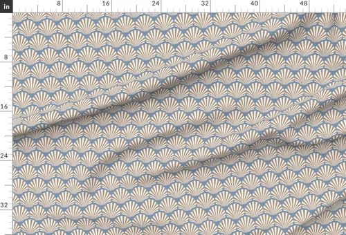 Miniatura 2 de Spoonflower Tela - Conchas Azul Preppy Art Deco Arena Blanca Costera Playa Náutica Impreso en Tela de Gasa Cuarto Grasa - Costura Ropa de Moda