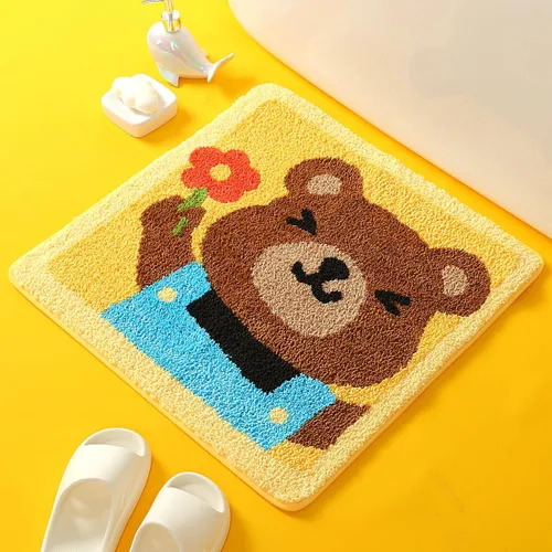 Molesun Lindo tapete de baño de oso, tapete de baño antideslizante y suave, divertido tapete de microfibra de felpa absorbente de agua para