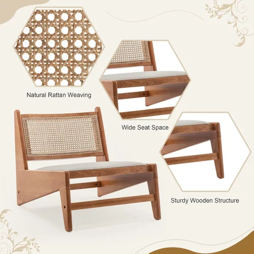 Miniatura 6 de HAOBO Home Silla de ratán moderna de mediados de siglo para lectura, sala de estar, dormitorio, hogar