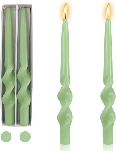 Miniatura 10 de Pink Candlesticks - Juego de 2 velas cónicas en espiral, sin perfume, de 10 pulgadas de largo, velas cónicas sin perfume para decoración del hogar