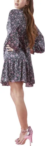 Miniatura 2 de BCBGeneration Vestido de manga larga y acampanado para mujer con cuello alto