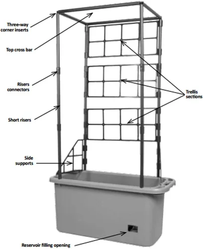 Miniatura 4 de Hydrofarm GCTR 10 Gal Sistema de Cultivo de Jardín de Tomate con Torre de Enrejado de 4 Pies con Ruedas para Enredaderas, Flores y Jardines