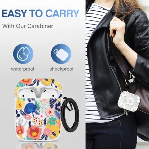 Miniatura 7 de Maxjoy Funda compatible con AirPods de 2ª generación, bonita funda protectora suave con diseño de flores para AirPods Gen 1 y 2, diseño de flores