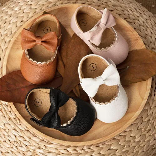 Miniatura 2 de Oamico Mary Jane - Zapatos planos de goma antideslizantes con lazo para niñas y bebés, zapatos de vestir de princesa para recién nacidos