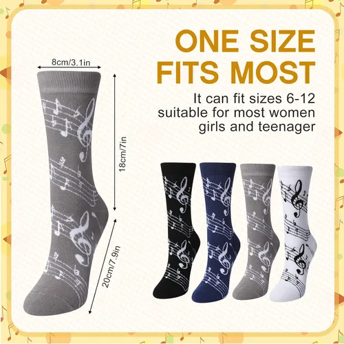 Miniatura 3 de 4 pares de calcetines de vestir musicales para hombre, calcetines de guitarra, calcetines novedosos, para amantes de la música, regalos