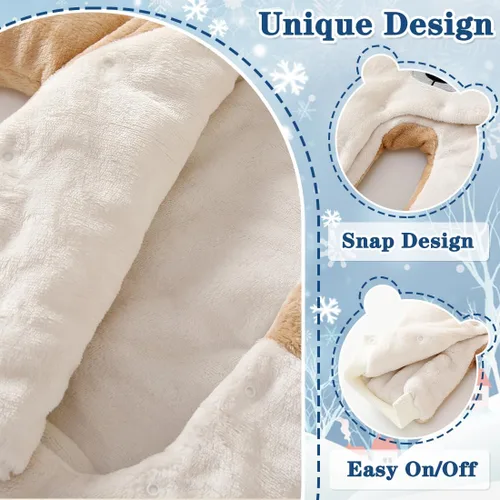 Miniatura 4 de Fairy Baby Traje de nieve para bebé recién nacido, oso enterizo, abrigo cálido de invierno para niñas y niños de 0 a 18 meses