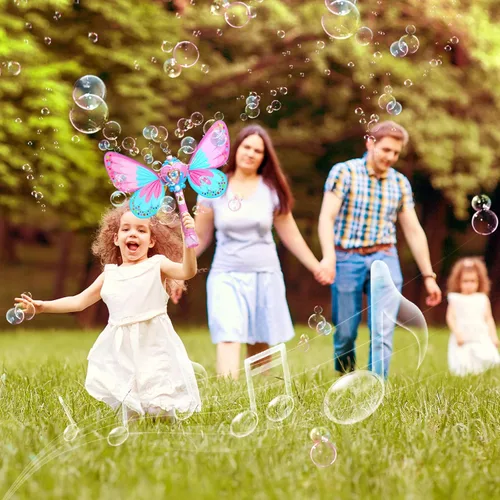 Miniatura 6 de Sitodier Máquina de burbujas para niños, soplador de burbujas de mariposa para niños pequeños, más de 1000 burbujas por minuto, juguetes para soplar