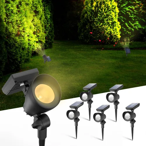 Luces solares para exteriores, focos solares para exteriores, paquete de 6 focos solares impermeables IP44, luces solares de encendido y apagado