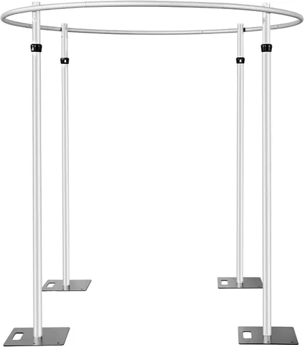 Hecis Soporte de fondo redondo portátil de tubería y drapeado, 6-10 pies de alto x 10 pies de ancho, kit de telón de fondo redondo ajustable para
