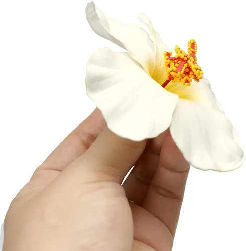 Miniatura 7 de Marsrut 10 flores de hibisco Hawaii fiesta de verano DIY decoraciones de flores artificiales Hula niñas favor de la decoración del cabello flor