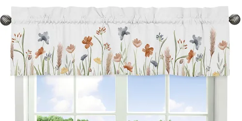 Sweet Jojo Designs Cenefa de ventana de jardín floral bohemio para niña de flores, tratamiento de cortina para habitación de bebé, habitación de